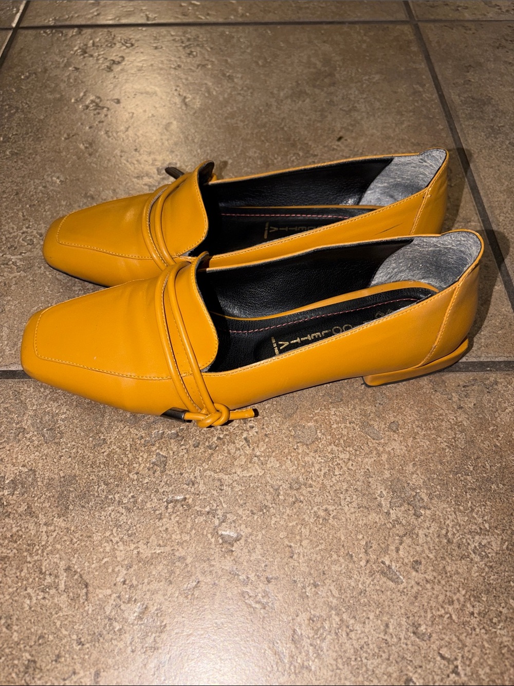 Mustard Yellow Leather Loafers - Women - Picture 5 of 8
